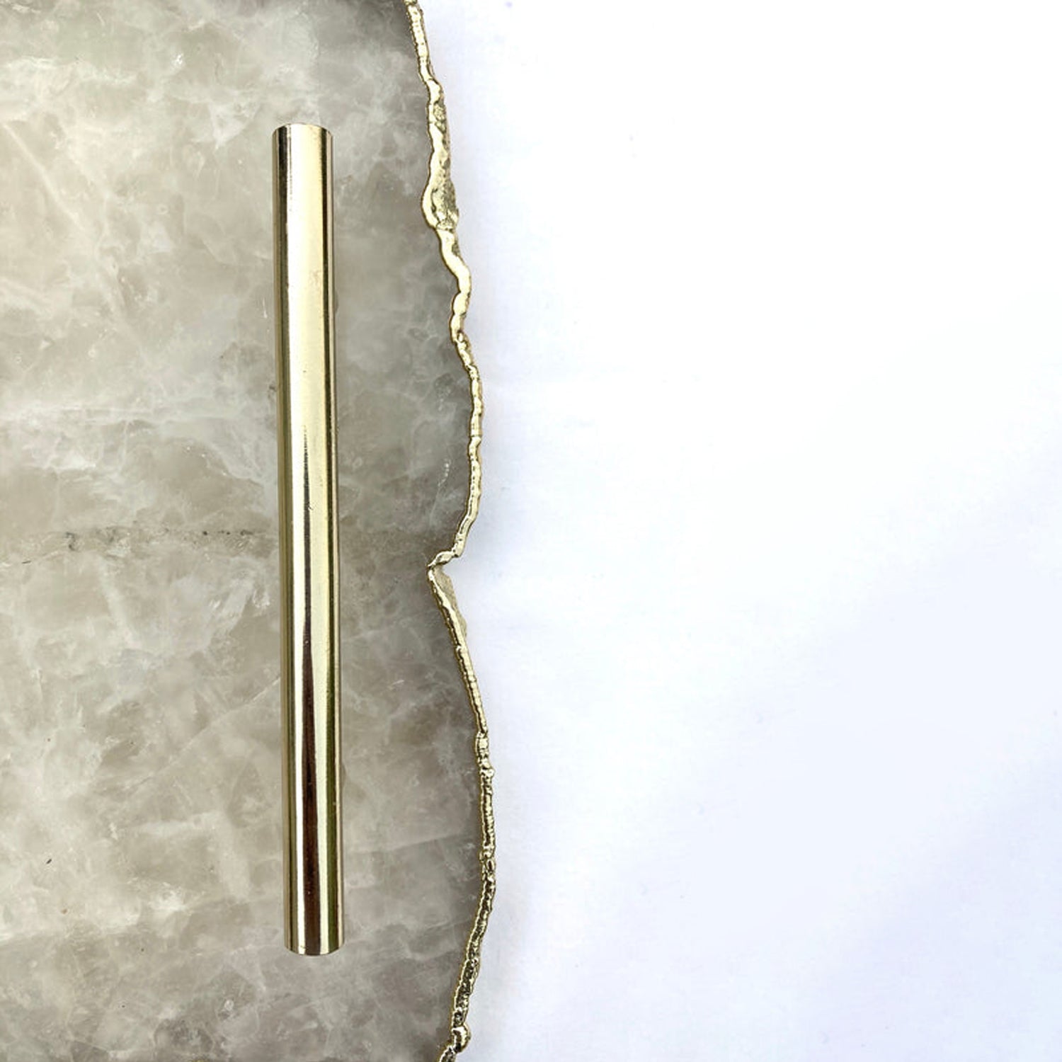 Large White Agate Serving Tray With Brass Handles/Personalised Momentos/Sign Boards 10"x15"-1