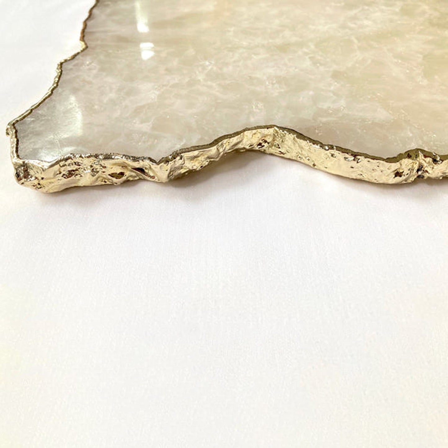 Large White Agate Serving Tray With Brass Handles/Personalised Momentos/Sign Boards 10"x15"-3