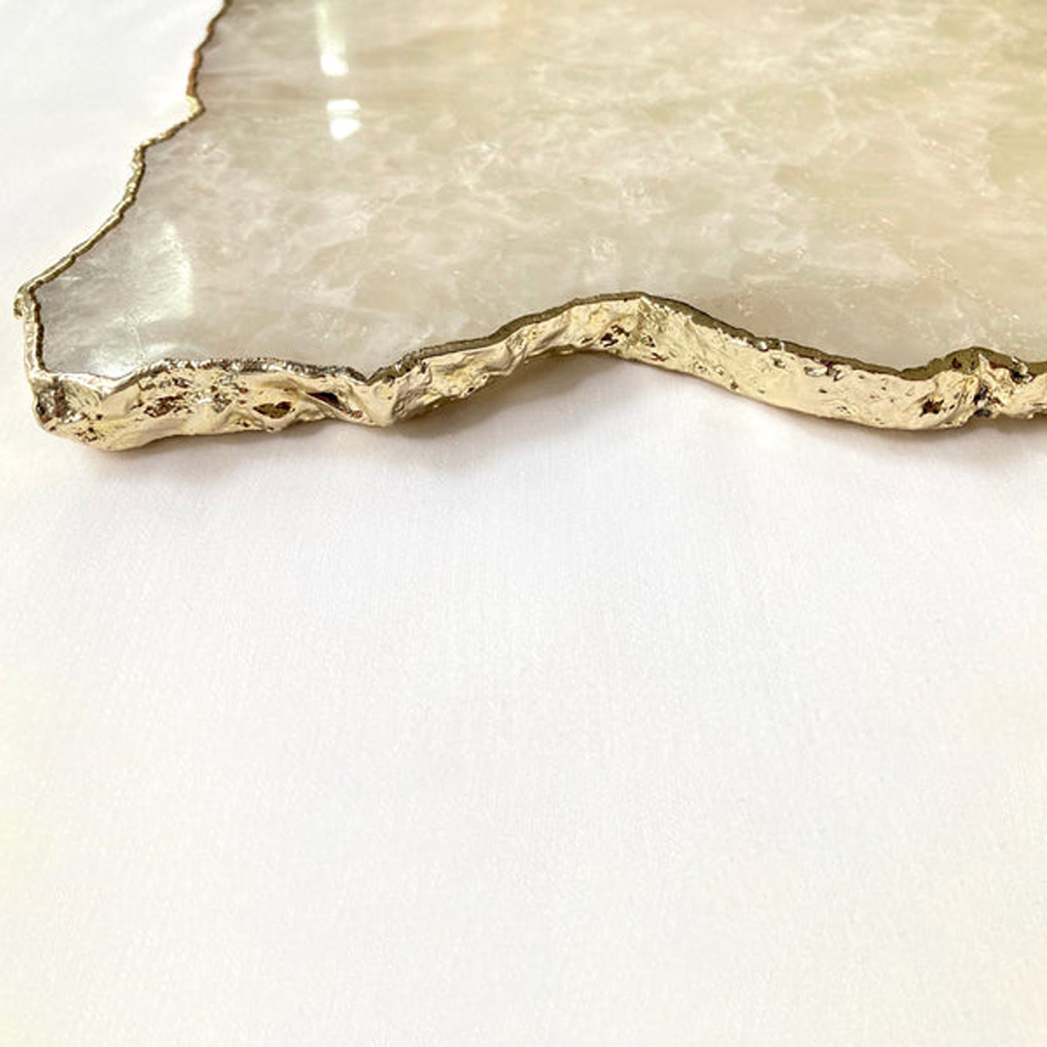 Large White Agate Serving Tray With Brass Handles/Personalised Momentos/Sign Boards 10"x15"-3
