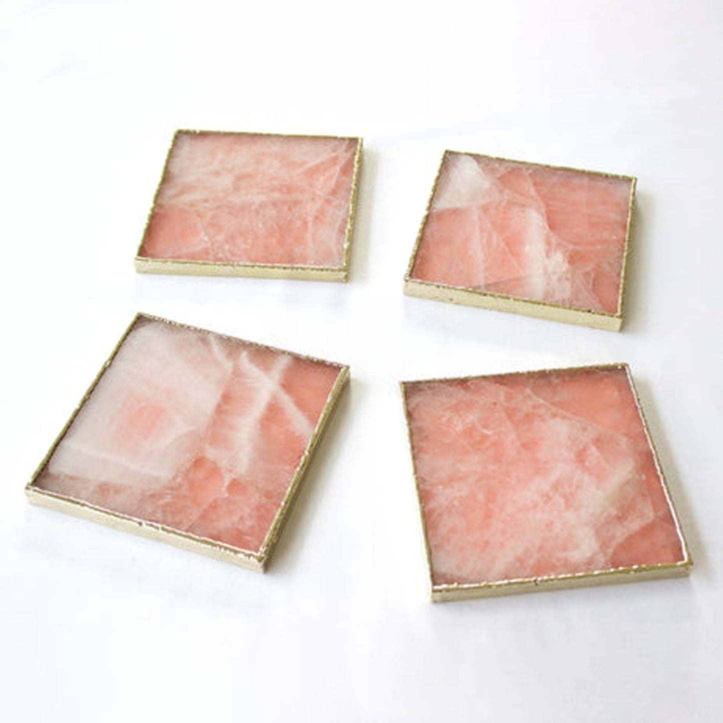 Rose Quartz Agate - Set of 4 Large Square Coasters | Personalised Momentos-2