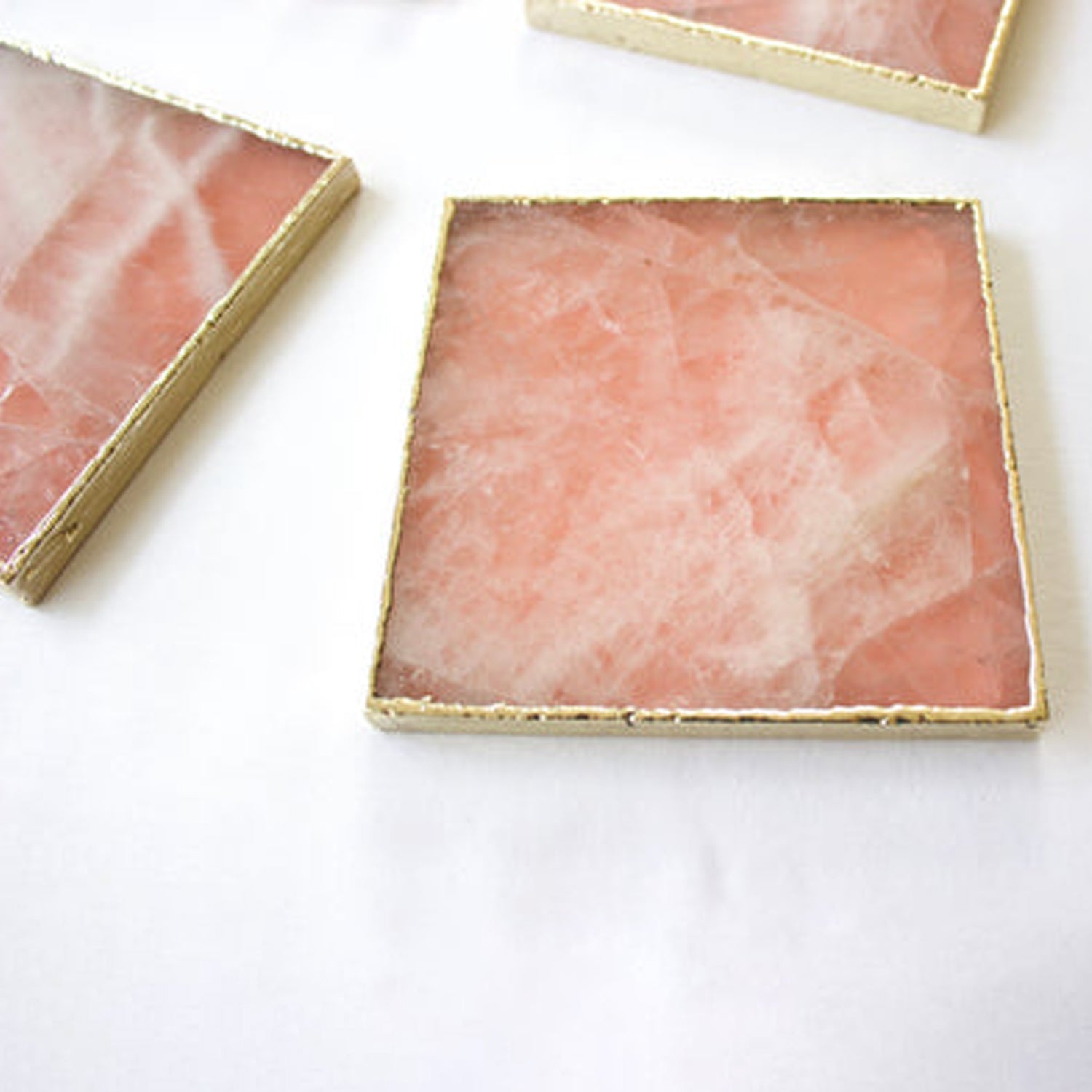 Rose Quartz Agate - Set of 4 Large Square Coasters | Personalised Momentos-3