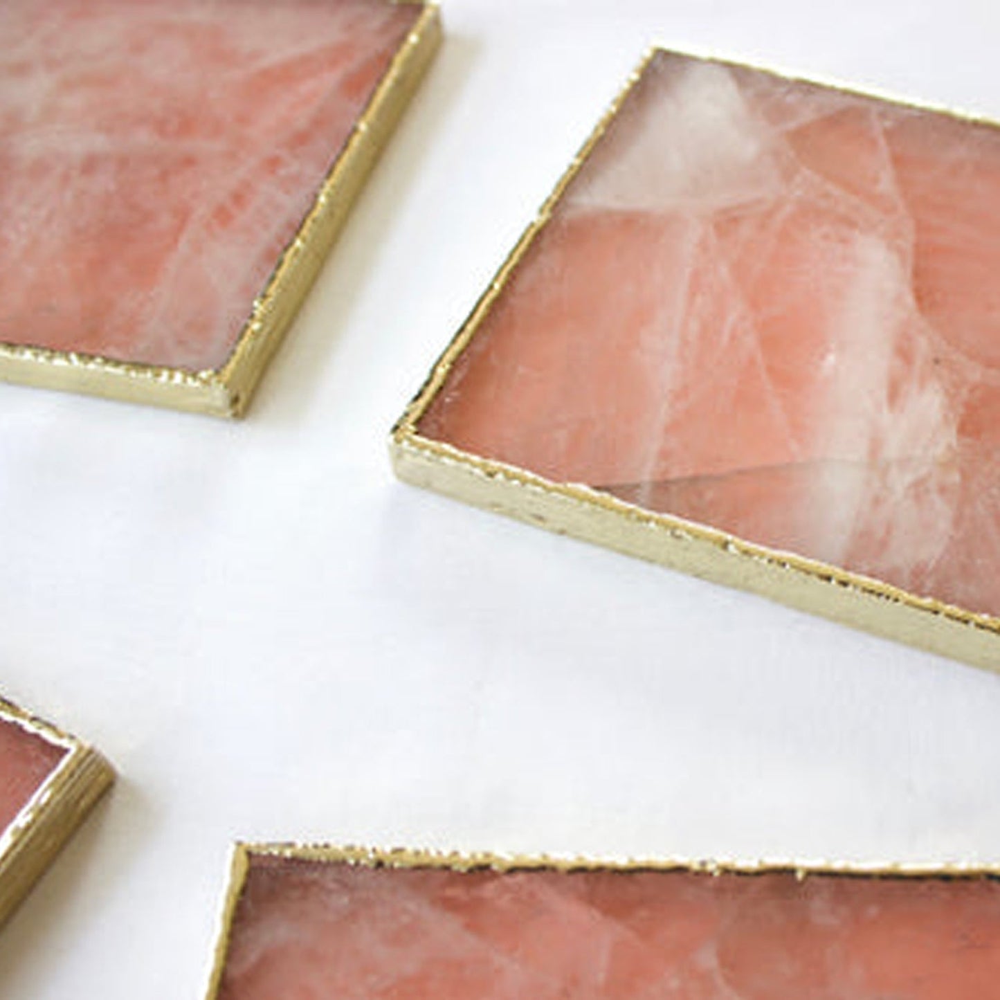 Rose Quartz Agate - Set of 4 Large Square Coasters | Personalised Momentos-4