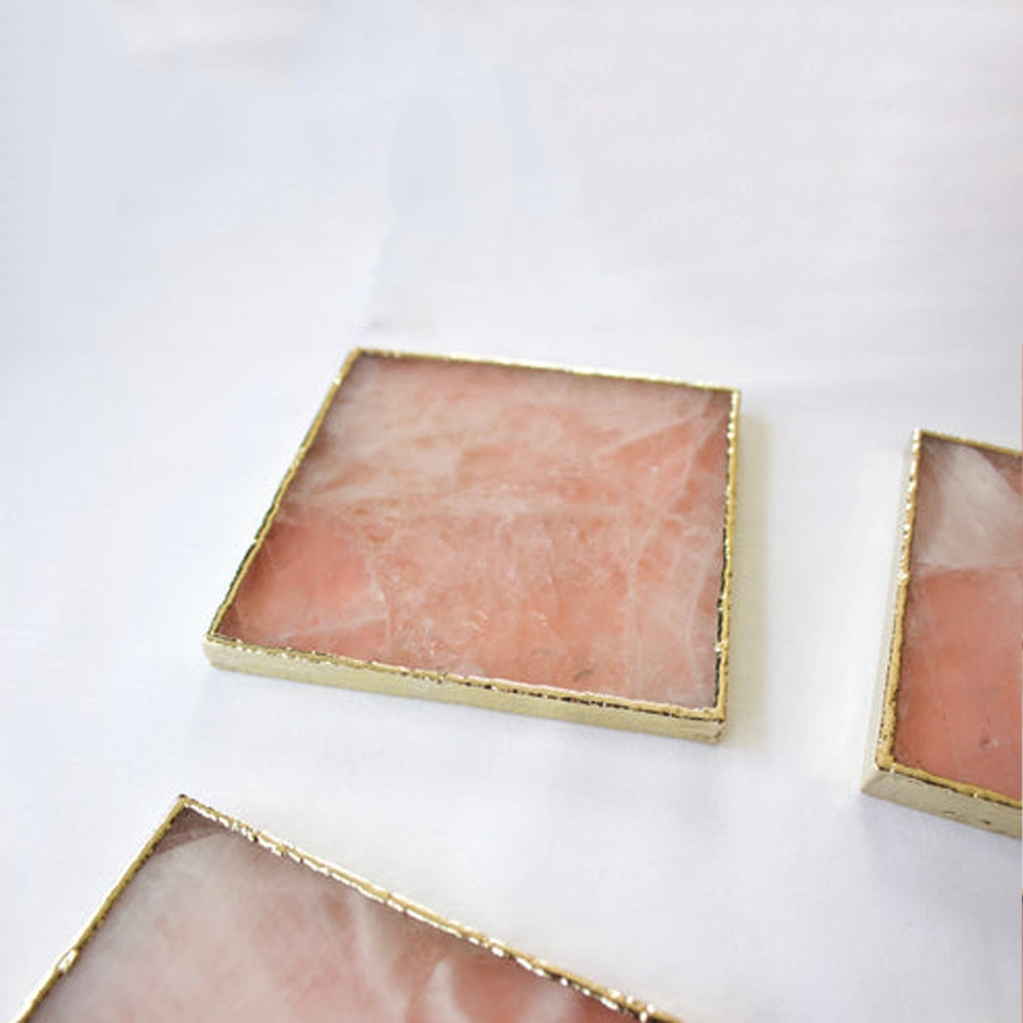 Rose Quartz Agate - Set of 4 Large Square Coasters | Personalised Momentos-1