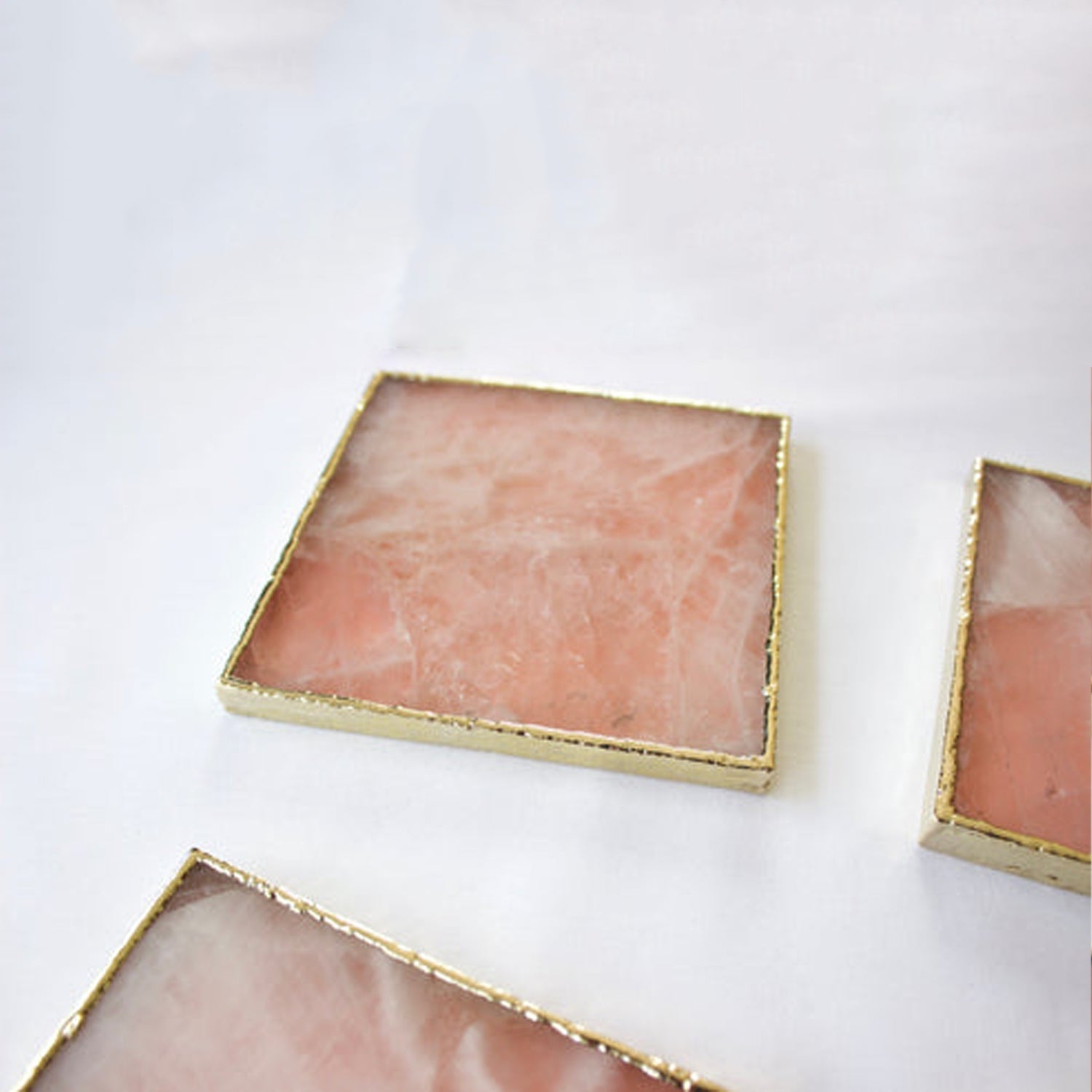 Rose Quartz Agate - Set of 4 Large Square Coasters | Personalised Momentos-1