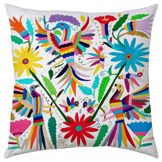 Set of 4 | Mexican Decorative Cushion Covers | Otomi Design Covers | Cotton Linen Fabric | Embroidered | With OR Without Insert-0