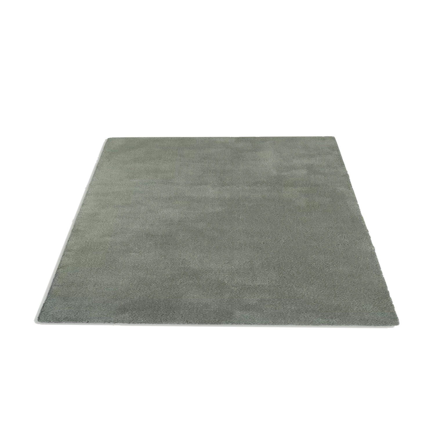 Grey Green | Solid Color - Handcrafted Rug/Carpet | Pure New Zealand Wool | Hand Tufted | High Pile | High Density | Yarn Dyed-2